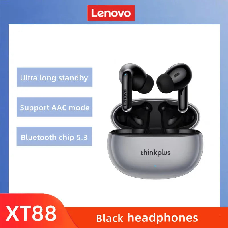 Lenovo Thinkplus XT88 in Ear Bluetooth Earphones with Dual Microphones, Stereo Noise Reduction, Bass HIFI Touch Earphones