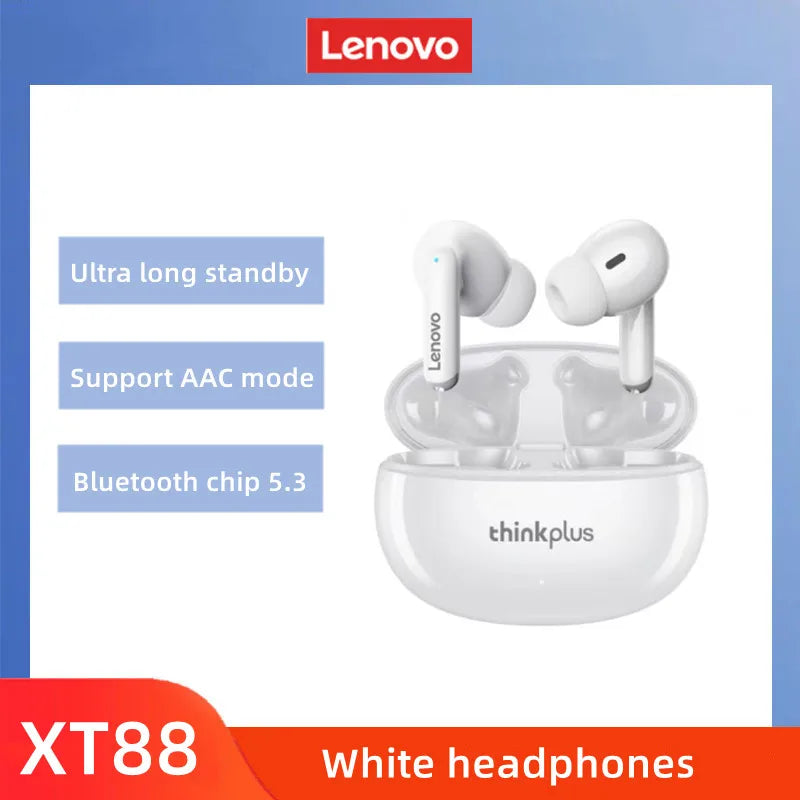 Lenovo Thinkplus XT88 in Ear Bluetooth Earphones with Dual Microphones, Stereo Noise Reduction, Bass HIFI Touch Earphones